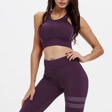 Load image into Gallery viewer, 2Pcs Sports Suits Yoga Set Women Fitness Sportswear High Waist Leggings Strappy Sports Running GYM Workout Pants+Bra
