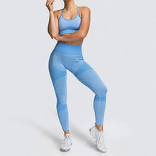 Load image into Gallery viewer, LEEMIIJUU Sports Suits Women Seamless Yoga Sets Running Fitness Gym Pants High Waist Straps Sport Leggings High Elasticity Bra
