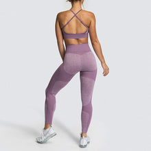 Load image into Gallery viewer, LEEMIIJUU Sports Suits Women Seamless Yoga Sets Running Fitness Gym Pants High Waist Straps Sport Leggings High Elasticity Bra
