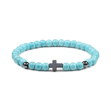 Load image into Gallery viewer, Prayer Men Women Bracelet Hematite Cross 6MM Natural Stone Tiger Eyes Bead Strand Bracelets Bangle Jesus Yoga Homme Jewelry Gift
