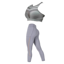 Load image into Gallery viewer, SVOKOR Geometric Yoga Set Breathable Fitness Sports Suit Sports Bra High Waist Women Gym Leggings Workout Pants Sportswear
