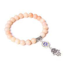 Load image into Gallery viewer, Handmade Natural Stone Lotus Ohm Buddha Beads Bracelet Pink Zebra Stone Lotus Charm Bracelet for Women Men Yoga  Jewelry Gifts
