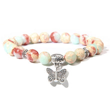 Load image into Gallery viewer, Handmade Natural Stone Lotus Ohm Buddha Beads Bracelet Pink Zebra Stone Lotus Charm Bracelet for Women Men Yoga  Jewelry Gifts
