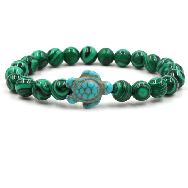 High Quality Green Turtle Natural Turquoises Stone Bracelet Homme Femme Charms Men Strand Beads Yoga Bracelets Women