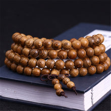 Load image into Gallery viewer, Unisex Women Men Yoga 108 Beads Bracelet Natural Sandalwood Buddhist Buddha Wood Prayer Beaded Lotus OM Bracelet Necklace Rosary
