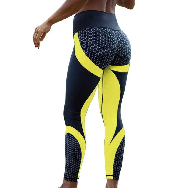 8colors Hot Honeycomb Printed Yoga Pants Women Push Up Sport Leggings Professional Running Leggins Sport Fitness Tights Trousers