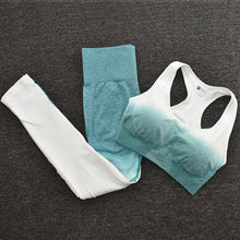 Load image into Gallery viewer, Ombre Women Yoga Set Seamless Leggings Long Sleeve Crop Top Sports Bra Running Pants Gym Clothing Fitness Workout Sports Suit
