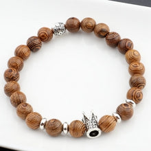 Load image into Gallery viewer, Hot Men Natural Wood Beads Cross Bracelets Onyx Meditation Prayer Bead Bracelet Women Wooden Yoga Jewelry Homme
