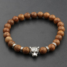 Load image into Gallery viewer, Hot Men Natural Wood Beads Cross Bracelets Onyx Meditation Prayer Bead Bracelet Women Wooden Yoga Jewelry Homme

