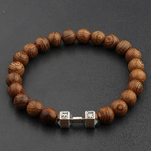 Load image into Gallery viewer, Hot Men Natural Wood Beads Cross Bracelets Onyx Meditation Prayer Bead Bracelet Women Wooden Yoga Jewelry Homme
