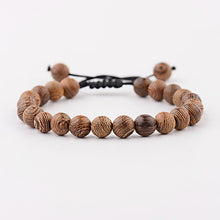 Load image into Gallery viewer, Hot Men Natural Wood Beads Cross Bracelets Onyx Meditation Prayer Bead Bracelet Women Wooden Yoga Jewelry Homme
