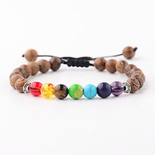 Load image into Gallery viewer, Hot Men Natural Wood Beads Cross Bracelets Onyx Meditation Prayer Bead Bracelet Women Wooden Yoga Jewelry Homme
