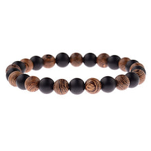 Load image into Gallery viewer, Hot Men Natural Wood Beads Cross Bracelets Onyx Meditation Prayer Bead Bracelet Women Wooden Yoga Jewelry Homme
