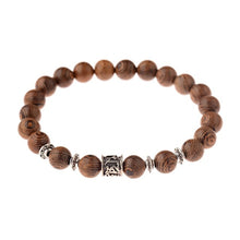 Load image into Gallery viewer, Hot Men Natural Wood Beads Cross Bracelets Onyx Meditation Prayer Bead Bracelet Women Wooden Yoga Jewelry Homme
