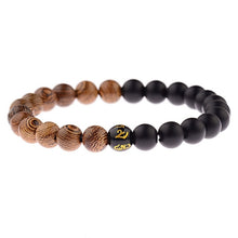 Load image into Gallery viewer, Hot Men Natural Wood Beads Cross Bracelets Onyx Meditation Prayer Bead Bracelet Women Wooden Yoga Jewelry Homme

