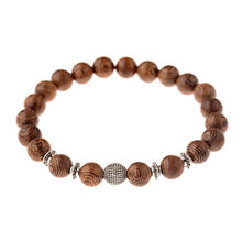 Load image into Gallery viewer, Hot Men Natural Wood Beads Cross Bracelets Onyx Meditation Prayer Bead Bracelet Women Wooden Yoga Jewelry Homme

