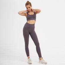 Load image into Gallery viewer, Woman Sportwear Yoga set Seamless Gym Set Crop Top Bra Pad Elastic high waist yoga pant Yoga Outfit fitness set Gym Clothing
