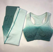 Load image into Gallery viewer, Women Seamless Yoga Sets Gym High Waist Ombre Leggings Bra Suits Sleeveless Fitness Training Sport Running Sportswear Bra Pants
