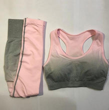 Load image into Gallery viewer, Women Seamless Yoga Sets Gym High Waist Ombre Leggings Bra Suits Sleeveless Fitness Training Sport Running Sportswear Bra Pants
