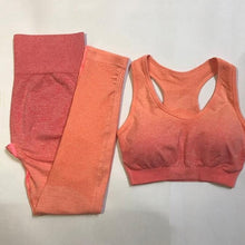 Load image into Gallery viewer, Women Seamless Yoga Sets Gym High Waist Ombre Leggings Bra Suits Sleeveless Fitness Training Sport Running Sportswear Bra Pants
