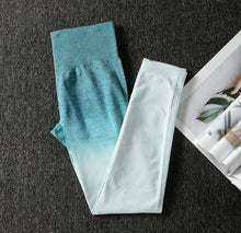 Load image into Gallery viewer, Women Seamless Yoga Sets Gym High Waist Ombre Leggings Bra Suits Sleeveless Fitness Training Sport Running Sportswear Bra Pants
