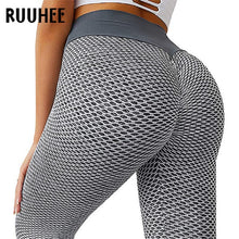 Load image into Gallery viewer, RUUHEE 2020 Tight Pleated Leggings Sports Women Fitness High Waist Yoga Pants Workout Gym Leggings Abdomin Slim Push Up Leggings
