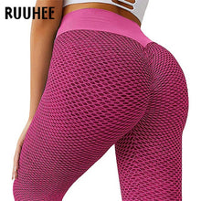 Load image into Gallery viewer, RUUHEE 2020 Tight Pleated Leggings Sports Women Fitness High Waist Yoga Pants Workout Gym Leggings Abdomin Slim Push Up Leggings

