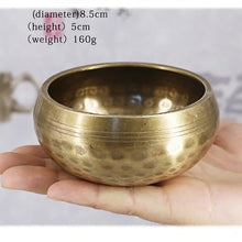 Load image into Gallery viewer, Brass Chime Bronze Qing Buddha Sound Bowl Nepal Tibet Chant Yoga Meditation Chanting Bowl Handicraft Sanskrit Brass Singing Bowl
