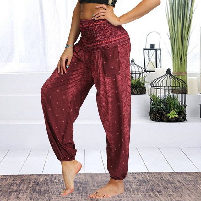 Womens Loose Yoga Pants Floral Print Wide Leg Trousers Long Stretch Pants Loose Palazzo Trousers SweatpantsHarlan Pants