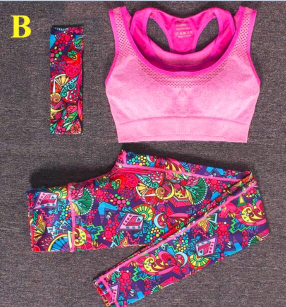 2 Piece Set Women Yoga Sports Wear Outdoor Running Workout Fitness Top Bra Sports Pants Lady Gym Clothes Suits Free Headband