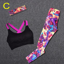 Load image into Gallery viewer, 2 Piece Set Women Yoga Sports Wear Outdoor Running Workout Fitness Top Bra Sports Pants Lady Gym Clothes Suits Free Headband
