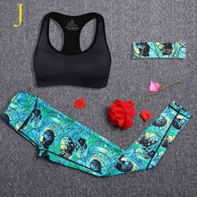 Load image into Gallery viewer, 2 Piece Set Women Yoga Sports Wear Outdoor Running Workout Fitness Top Bra Sports Pants Lady Gym Clothes Suits Free Headband
