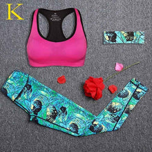 Load image into Gallery viewer, 2 Piece Set Women Yoga Sports Wear Outdoor Running Workout Fitness Top Bra Sports Pants Lady Gym Clothes Suits Free Headband
