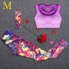 Load image into Gallery viewer, 2 Piece Set Women Yoga Sports Wear Outdoor Running Workout Fitness Top Bra Sports Pants Lady Gym Clothes Suits Free Headband
