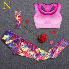 Load image into Gallery viewer, 2 Piece Set Women Yoga Sports Wear Outdoor Running Workout Fitness Top Bra Sports Pants Lady Gym Clothes Suits Free Headband
