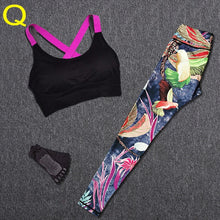 Load image into Gallery viewer, 2 Piece Set Women Yoga Sports Wear Outdoor Running Workout Fitness Top Bra Sports Pants Lady Gym Clothes Suits Free Headband

