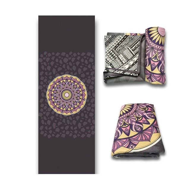 1mm Women Yoga Mat Sweat Absorbing Towel Double Side Fitness Sports Mat Bodybuilding Mat Available Ethnic Style Print Yoga Pad