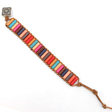 Load image into Gallery viewer, 7 Chakra Bracelet Bohemian Handmade Natural Stone Tube Bead Real Leather Wrapped Bracelet Yoga Couple Bracelet Male/Femail
