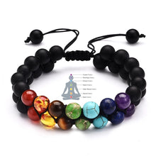 Load image into Gallery viewer, 7 Chakra Adjustable 8mm Natural Stone Bracelet Double Woven Rope Chain Yoga Healing Balance Bracelet for Men Women Jewelry Gifts
