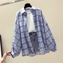 Load image into Gallery viewer, Summer Half Batwing Sleeve Shirts Women Pockets Button Plaid Female Shirt Blusa Mujer 2020 Spring Plus Size Tops Ladies Clothing
