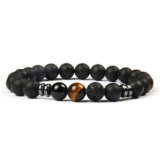 Lava Stone Balance Yoga Bracelet Men Natural Tiger Eye Beads Bracelets for Women Fashion Hematite Diffuser Bracelet Jewelry Gift
