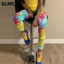 Load image into Gallery viewer, Women Colorful Sexy Ripped Jeans Denim Pencil Pants High Waist Stretch Skinny Jeans
