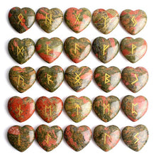 Load image into Gallery viewer, 25Pcs Crystal Heart Natural Rune Stones Divination Meditation Engraved Runes Reiki Archangel Chakra Symbols Palm Stone Gift
