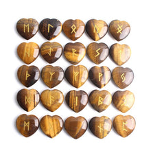 Load image into Gallery viewer, 25Pcs Crystal Heart Natural Rune Stones Divination Meditation Engraved Runes Reiki Archangel Chakra Symbols Palm Stone Gift
