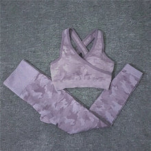Load image into Gallery viewer, 2PCS/Set Camouflage Yoga Set Women Seamless Fitness Yoga Bra Sports Bra High Waist GYM Camo leggings Pants Fitness Suits Workout
