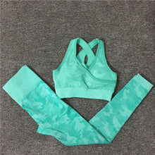 Load image into Gallery viewer, 2PCS/Set Camouflage Yoga Set Women Seamless Fitness Yoga Bra Sports Bra High Waist GYM Camo leggings Pants Fitness Suits Workout
