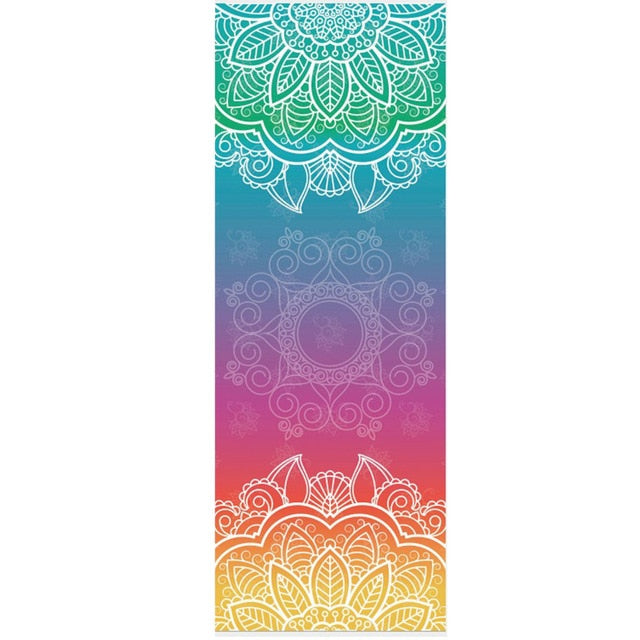 Fitness Yoga Mat Microfiber Print Pattern Foldable Portable Pilates Yoga Towel Soft Anti-slip Indoor Outdoor Sports Mat