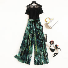 Load image into Gallery viewer, Women 2020 Spring summer New Elegant Chiffon Dress Suit Bow Collar Print A-line Dresses lace shirt loose pants  Set Plus Size
