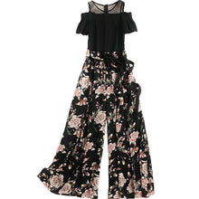 Load image into Gallery viewer, Women 2020 Spring summer New Elegant Chiffon Dress Suit Bow Collar Print A-line Dresses lace shirt loose pants  Set Plus Size
