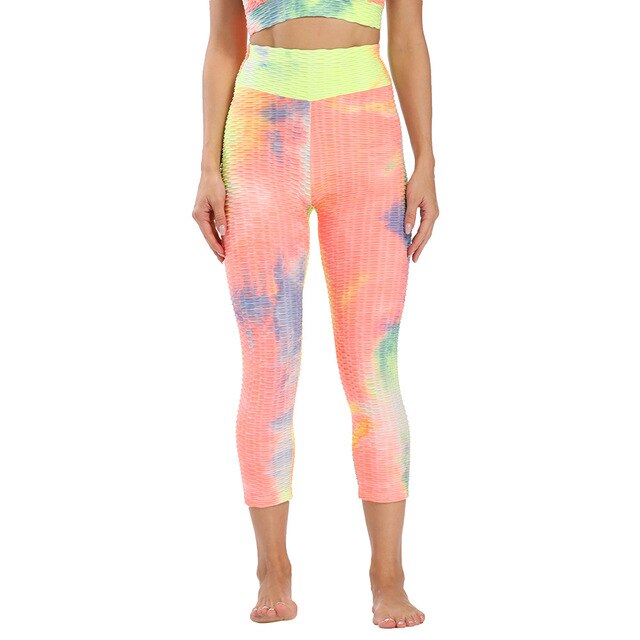 SVOKOR Printied Women Leggings Gym Exercise Fitness Leggings Push Up High Waist Workout Pants Female Tie-dye